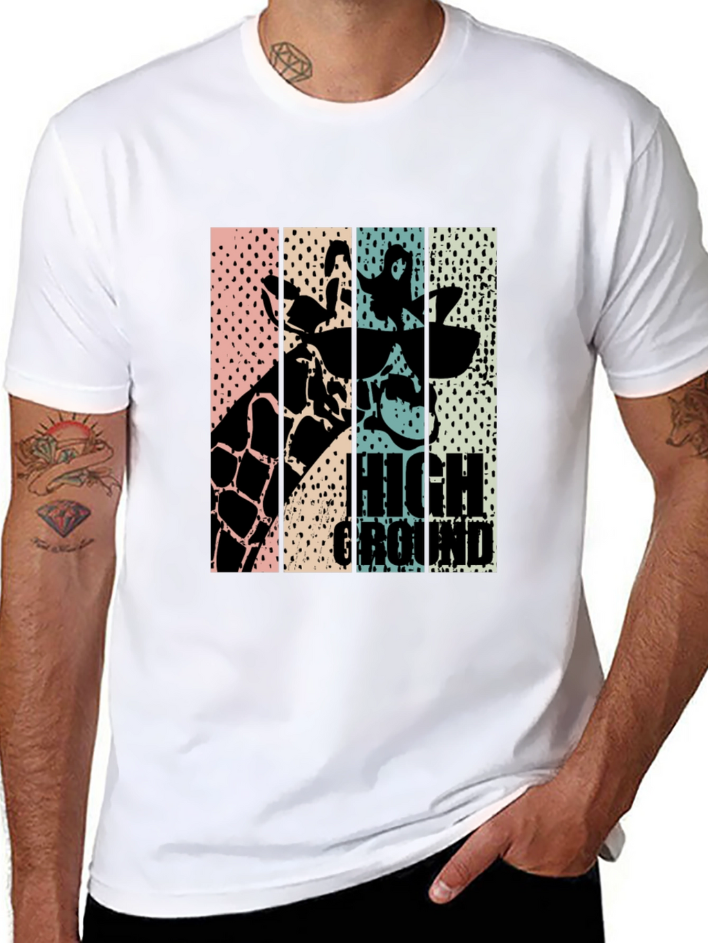 High Ground Giraffe Graphic Tee - Cool Animal Design