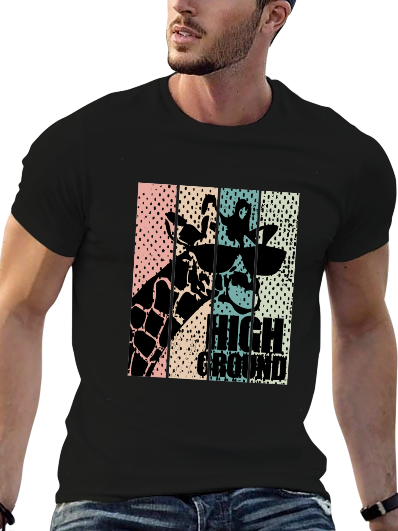 High Ground Giraffe Graphic Tee - Cool Animal Design