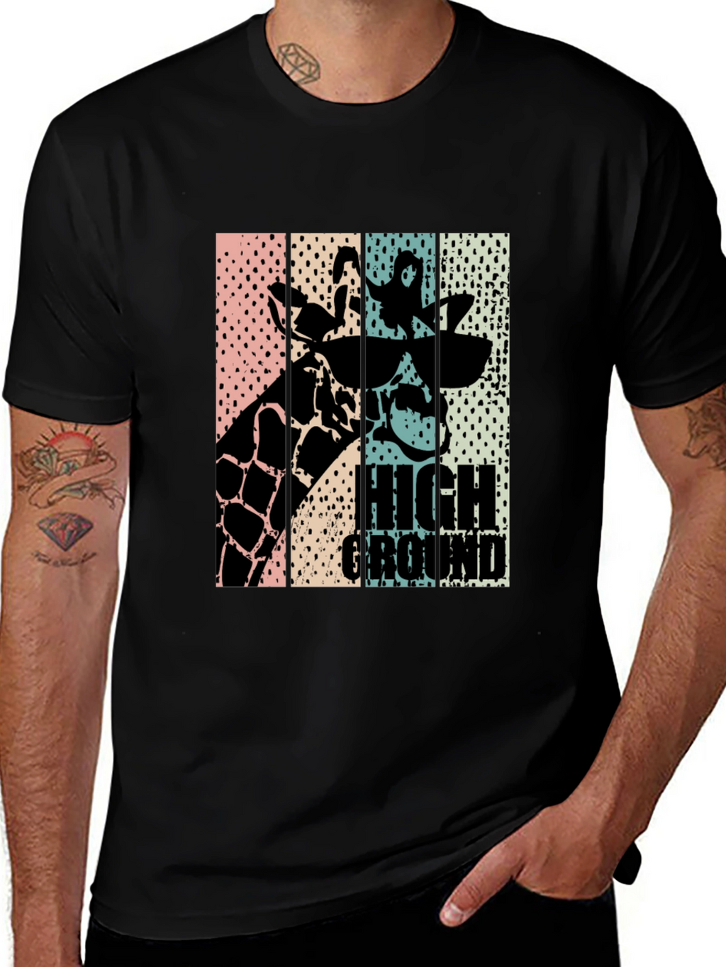 High Ground Giraffe Graphic Tee - Cool Animal Design
