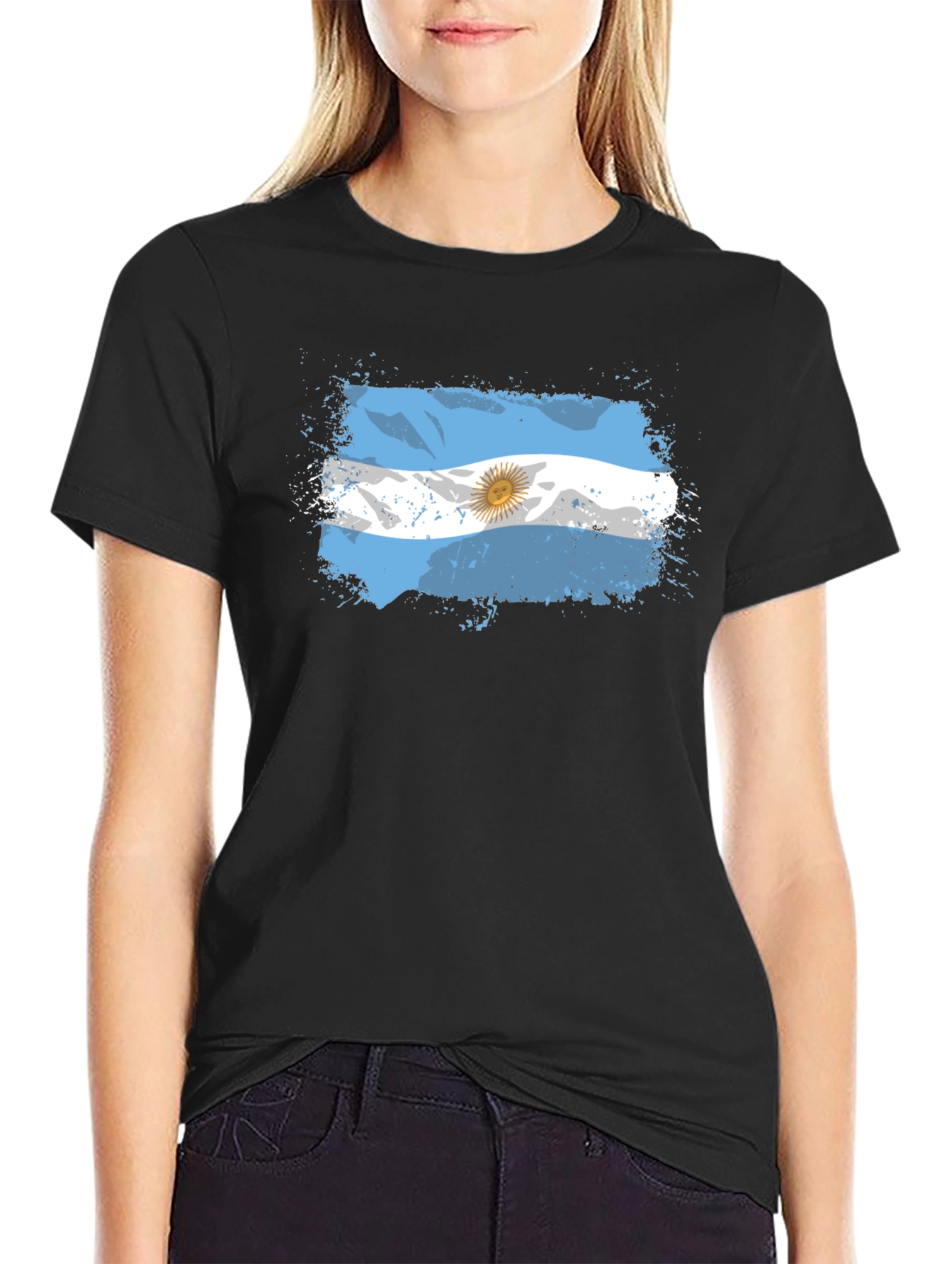 Argentina Flag Graphic Black T-Shirt