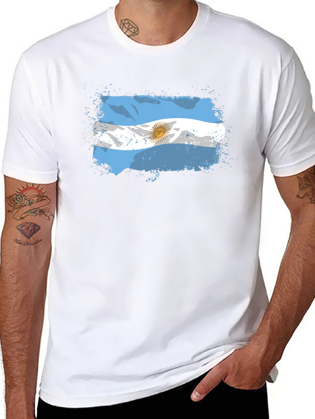 Argentina Flag Graphic Black T-Shirt