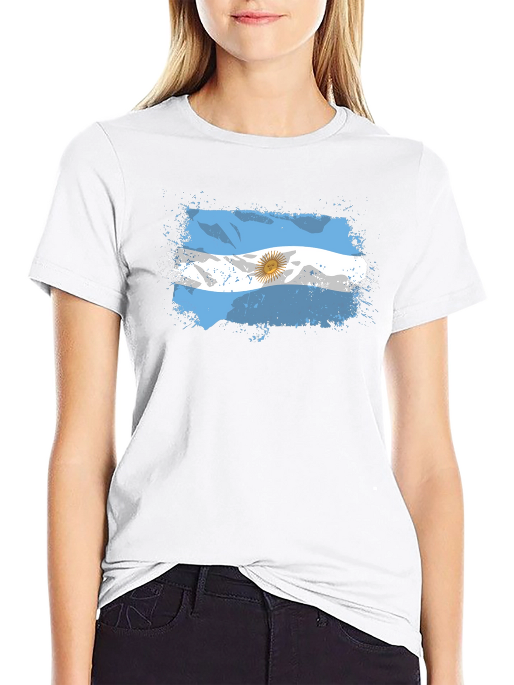Argentina Flag Graphic Black T-Shirt