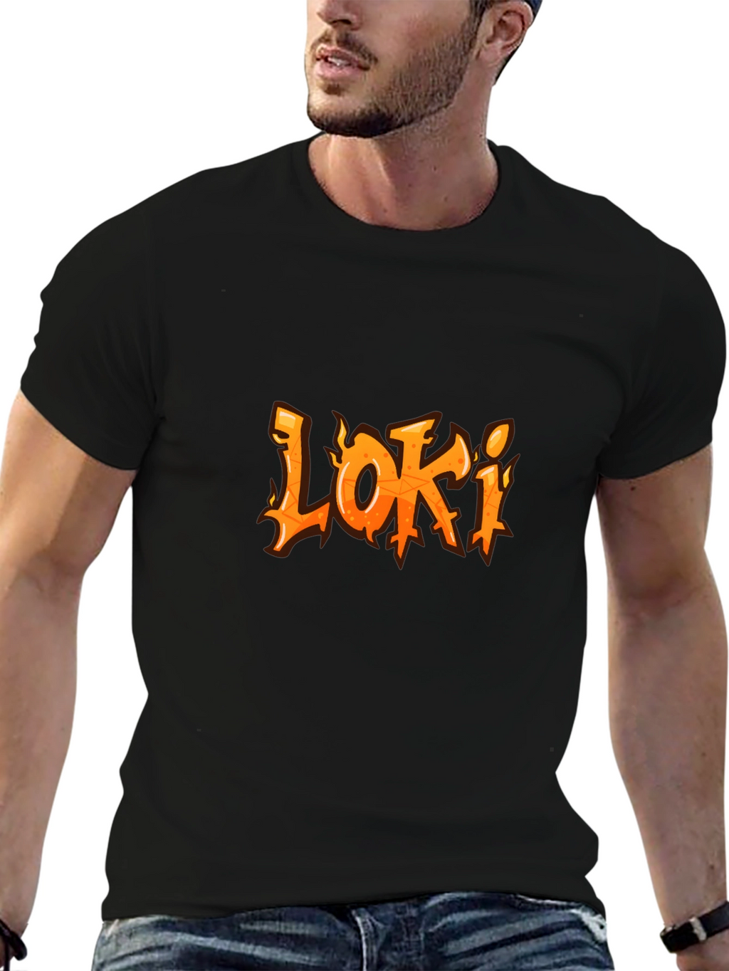 Loki Flame Graphic T-Shirt - Black Cotton Tee