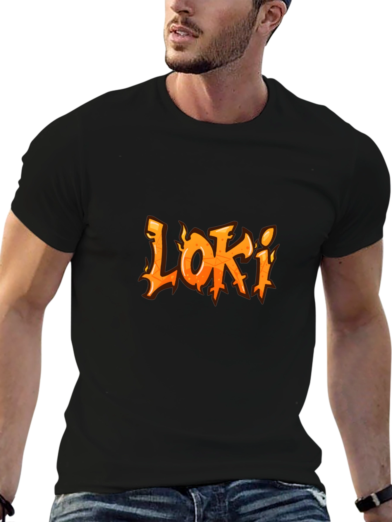 Loki Flame Graphic T-Shirt - Black Cotton Tee