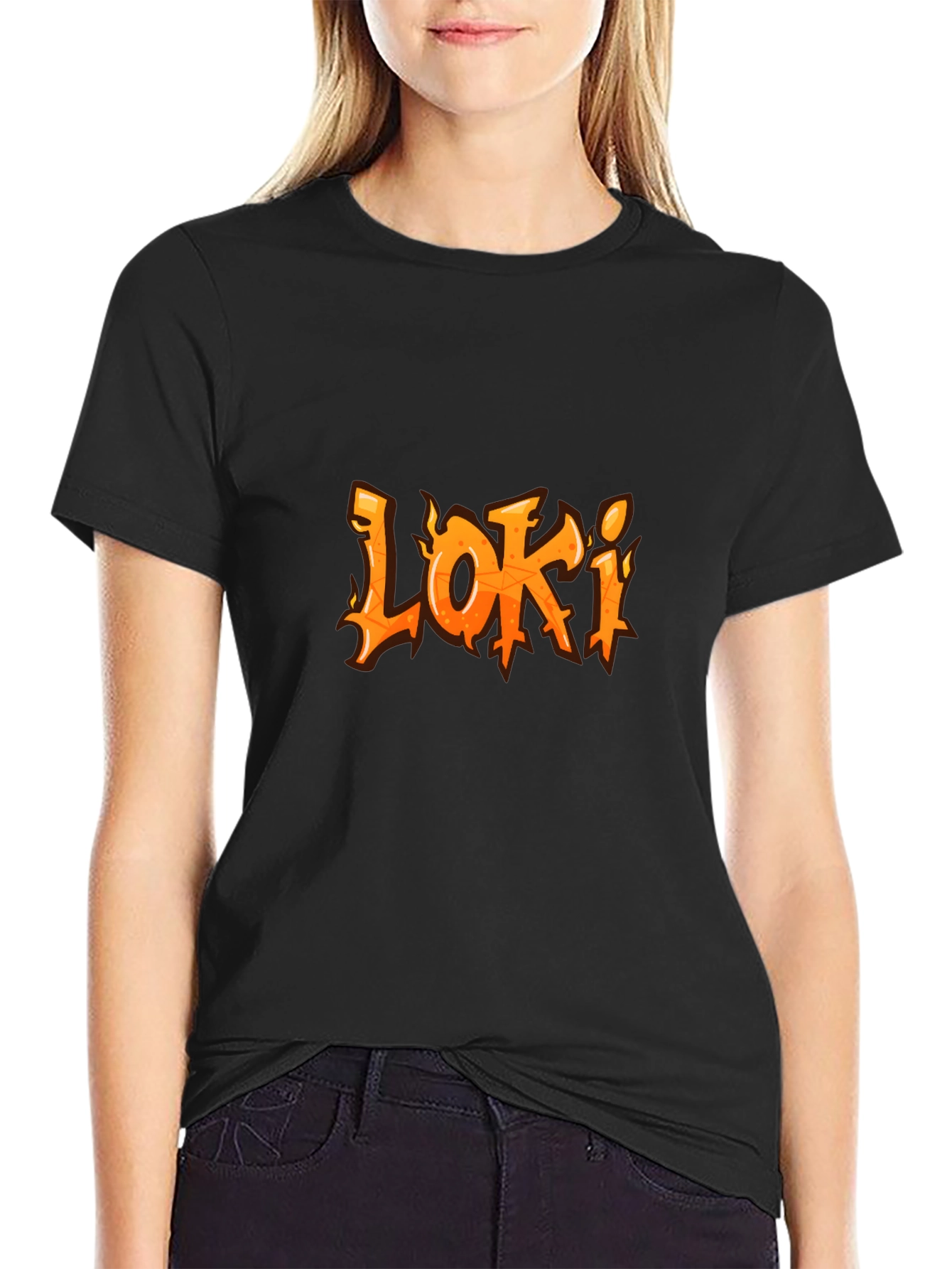 Loki Flame Graphic T-Shirt - Black Cotton Tee
