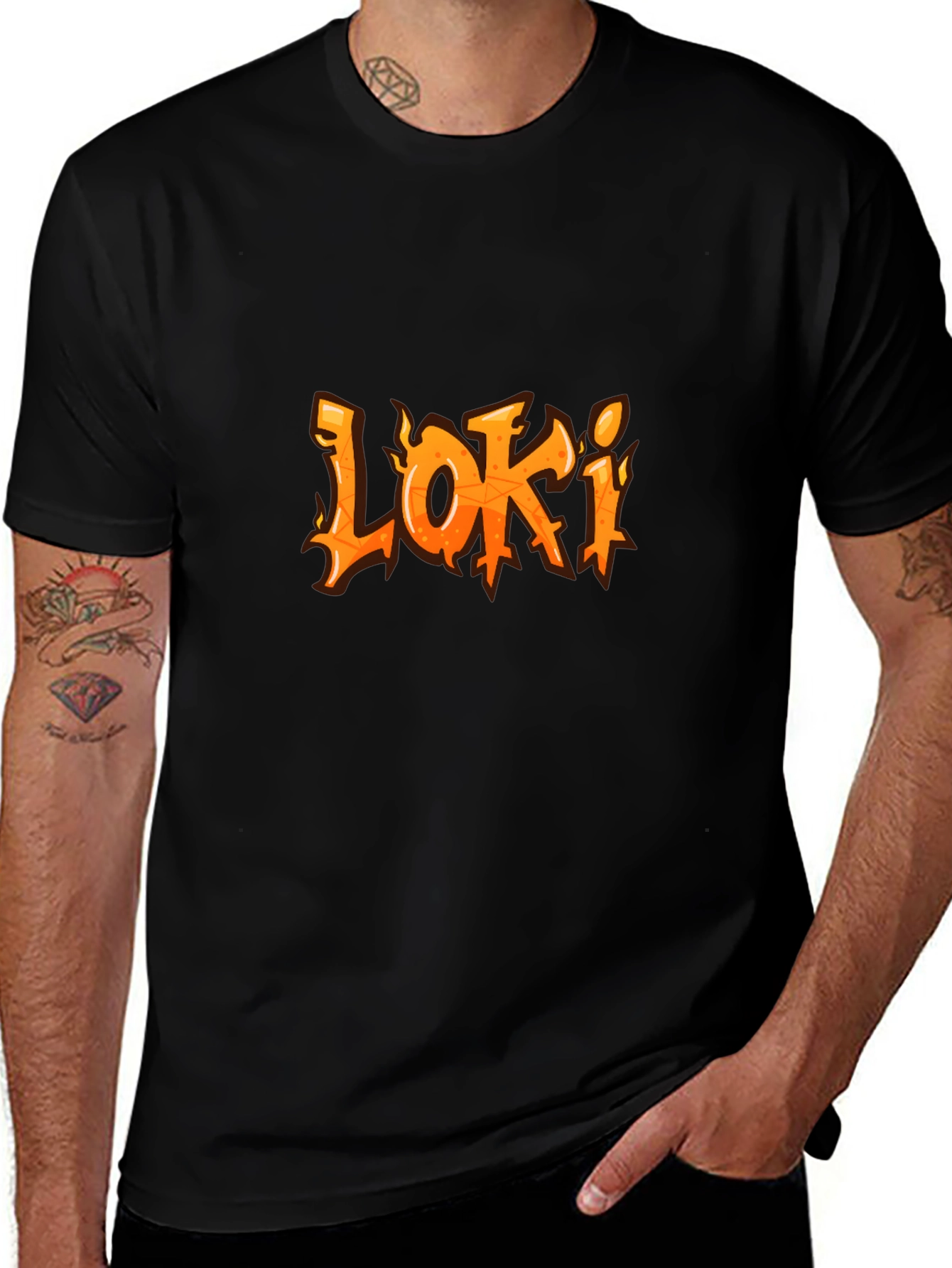 Loki Flame Graphic T-Shirt - Black Cotton Tee
