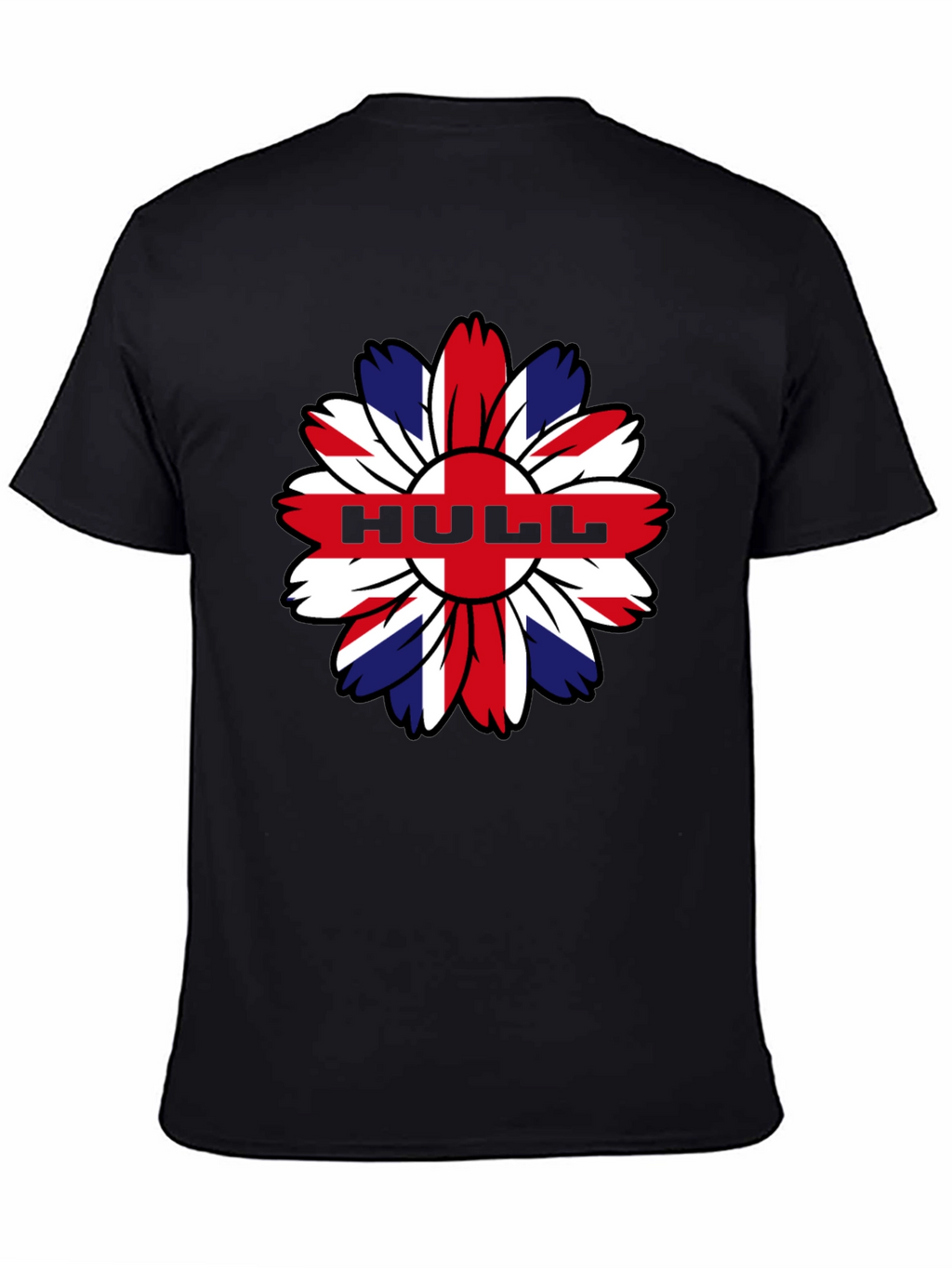 Hull UK Flag Flower Graphic Black T-Shirt