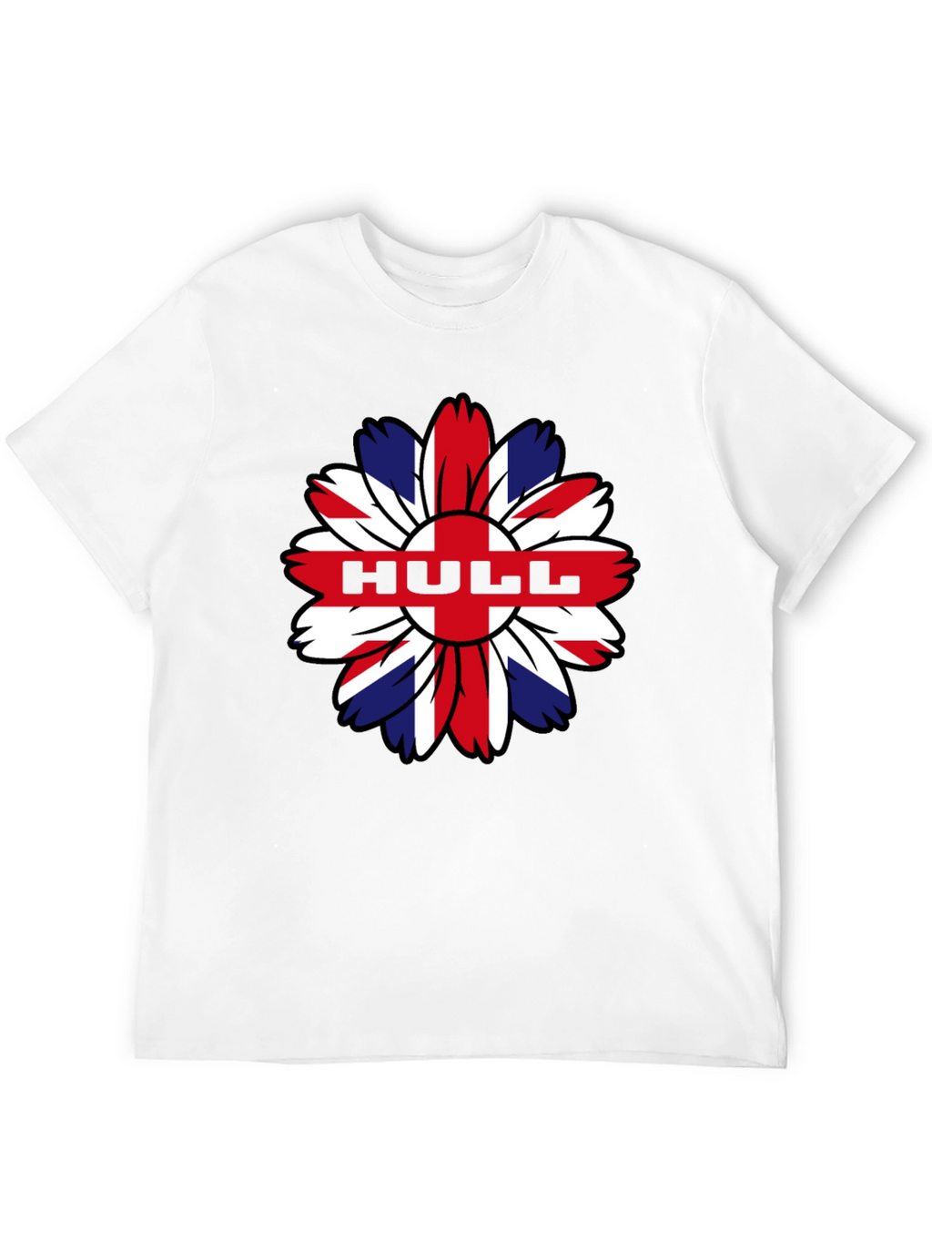 Hull UK Flag Flower Graphic Black T-Shirt