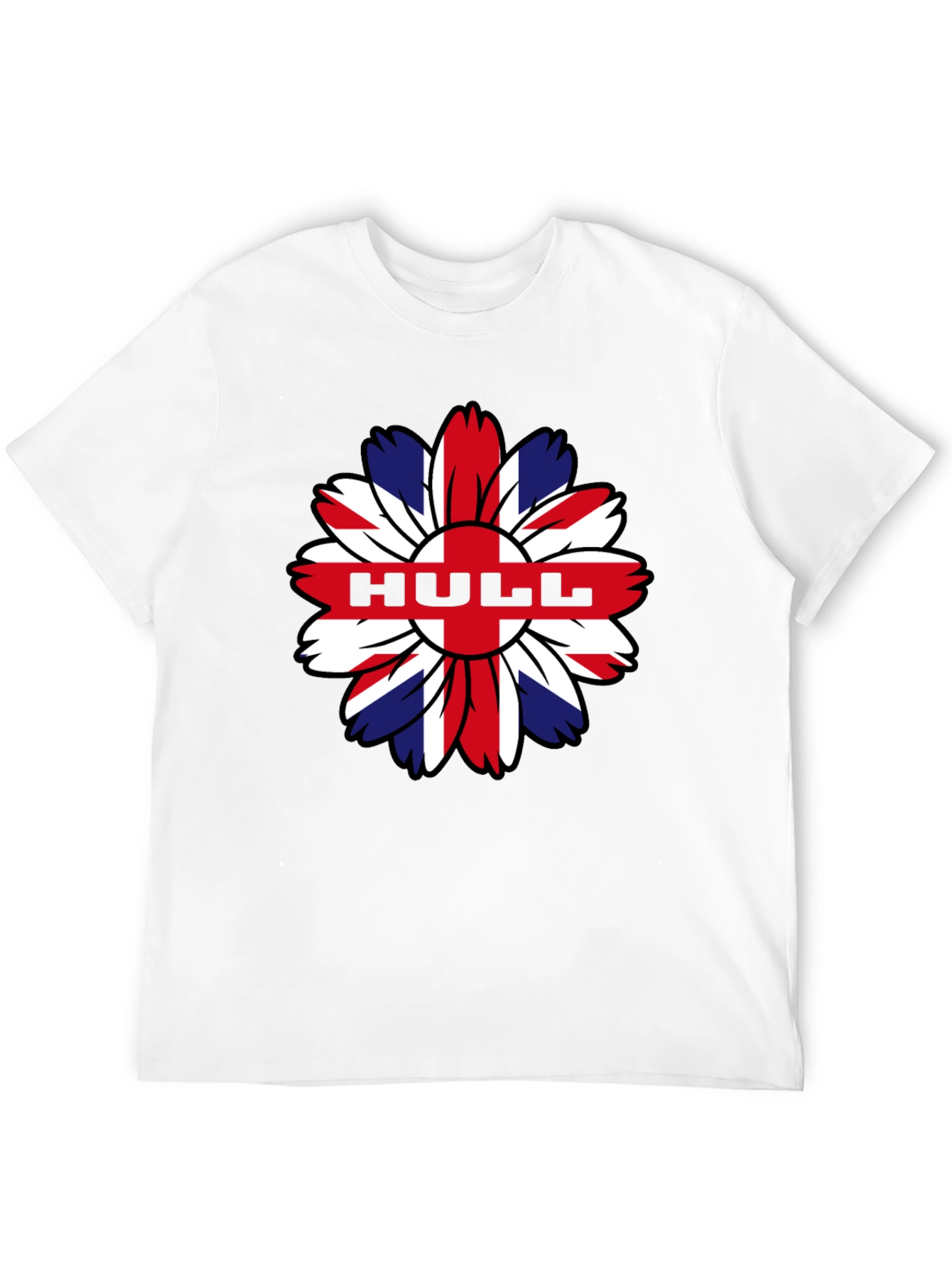 Hull UK Flag Flower Graphic Black T-Shirt