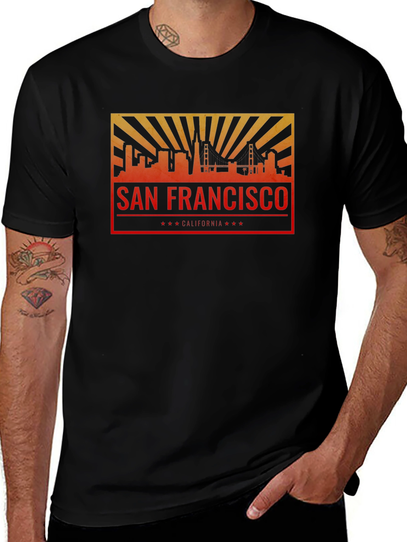 San Francisco Skyline Graphic Tee - Black Crew Neck
