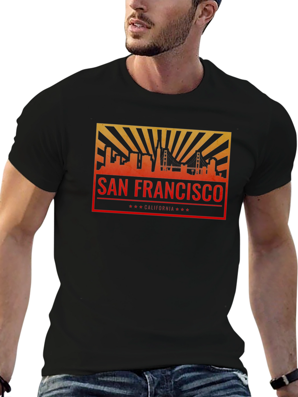 San Francisco Skyline Graphic Tee - Black Crew Neck