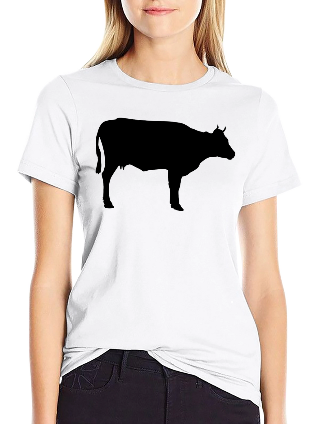 Cow Silhouette Graphic Tee - Black