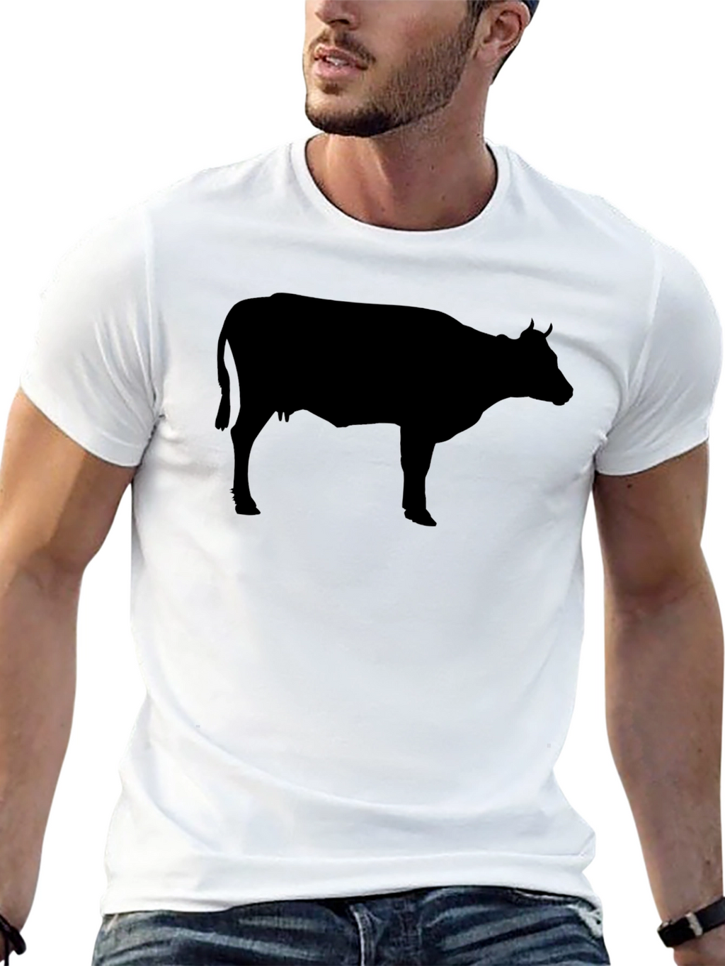Cow Silhouette Graphic Tee - Black