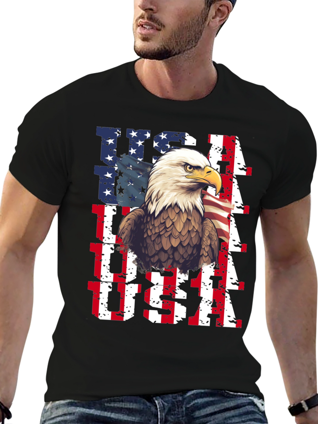 Patriotic Eagle USA Flag Graphic Tee