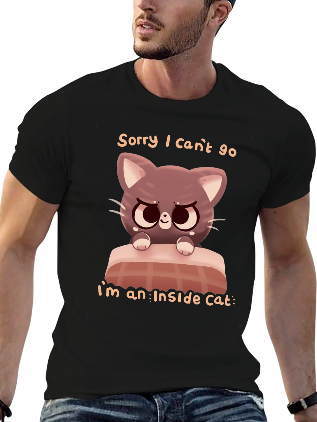 Funny Inside Cat T-Shirt - Cartoon Cat Graphic Tee