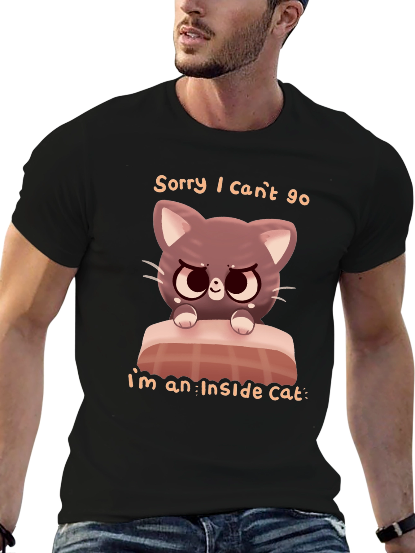 Funny Inside Cat T-Shirt - Cartoon Cat Graphic Tee