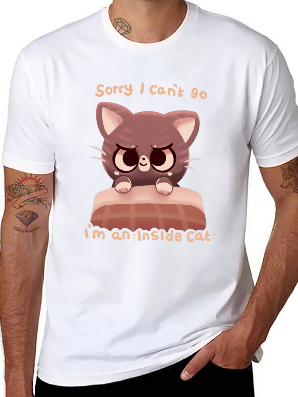 Funny Inside Cat T-Shirt - Cartoon Cat Graphic Tee