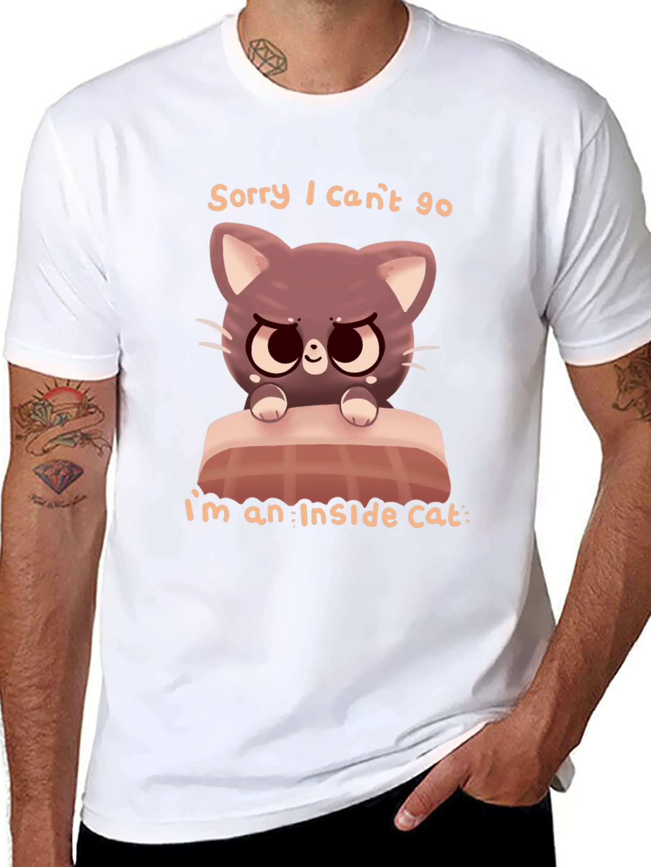 Funny Inside Cat T-Shirt - Cartoon Cat Graphic Tee
