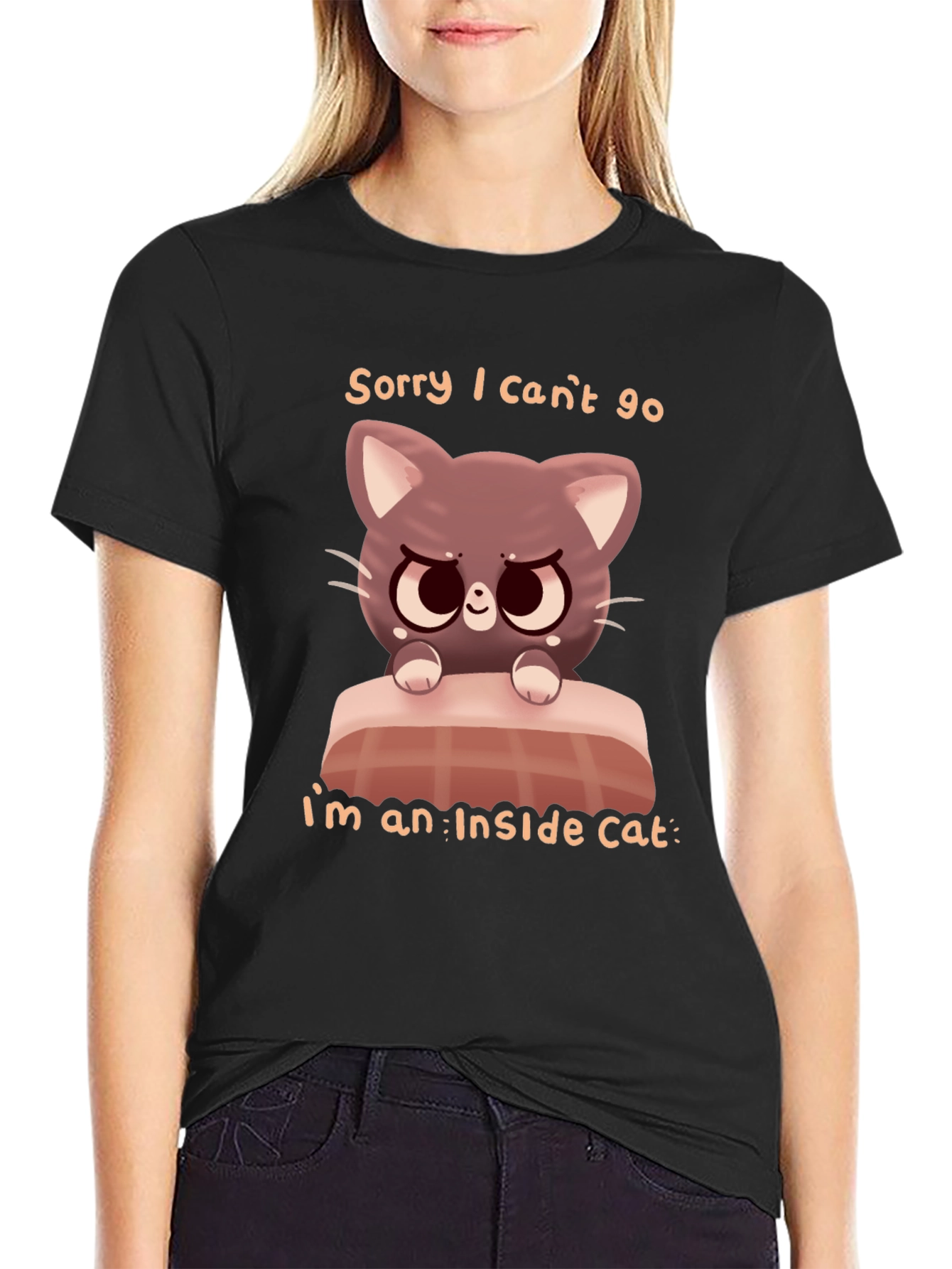 Funny Inside Cat T-Shirt - Cartoon Cat Graphic Tee