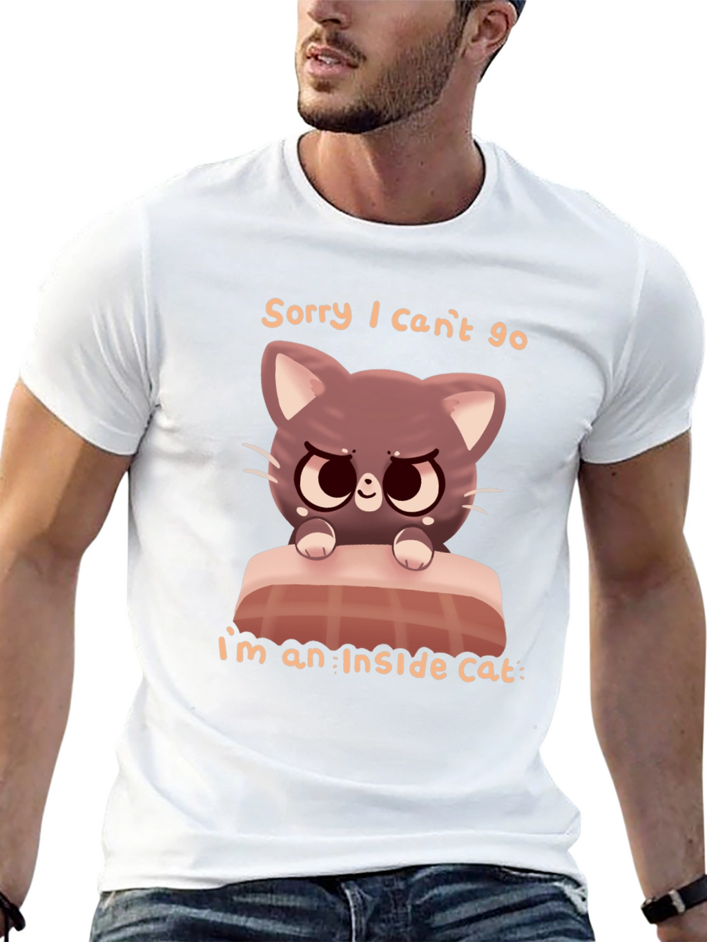 Funny Inside Cat T-Shirt - Cartoon Cat Graphic Tee