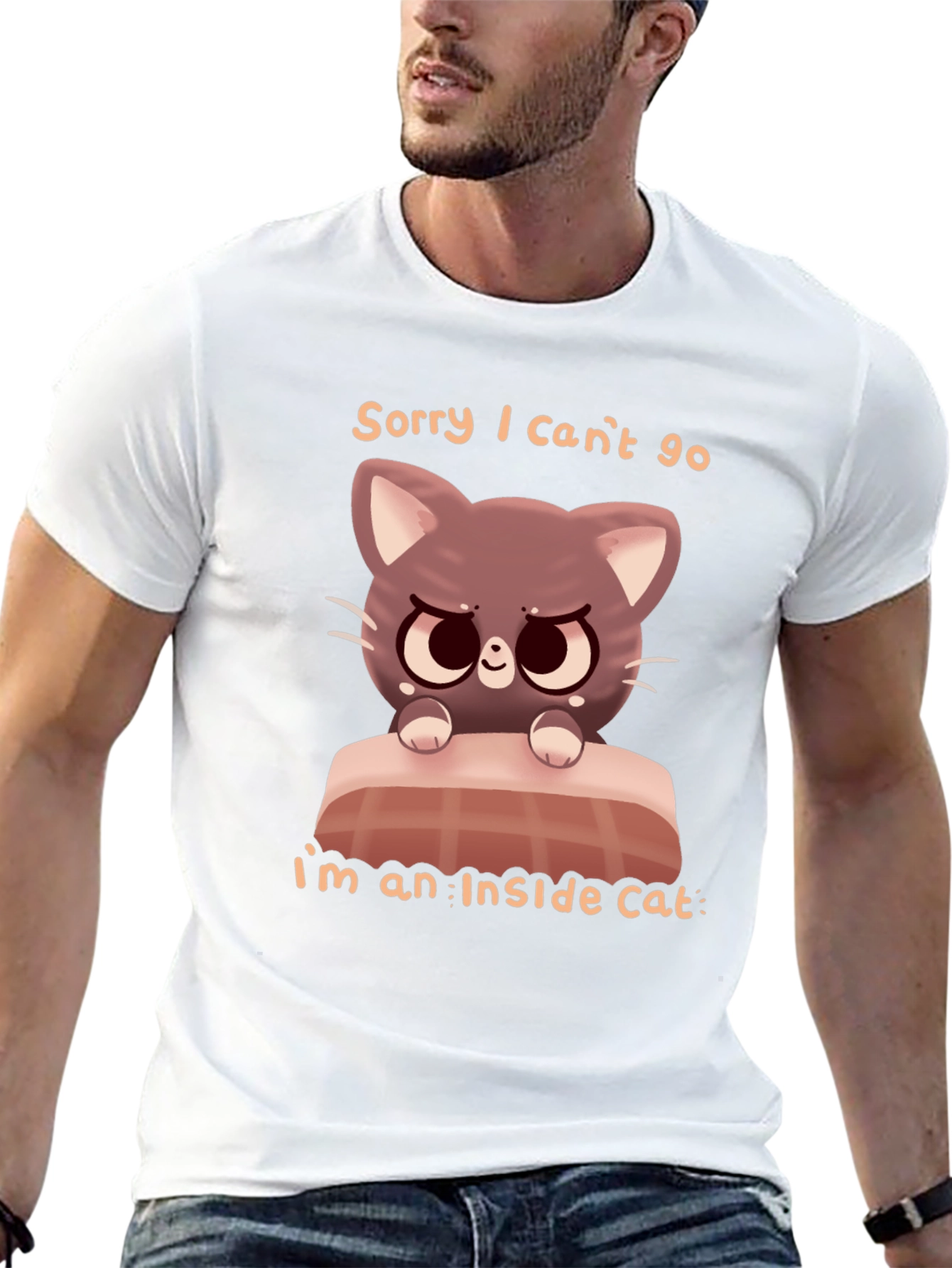Funny Inside Cat T-Shirt - Cartoon Cat Graphic Tee