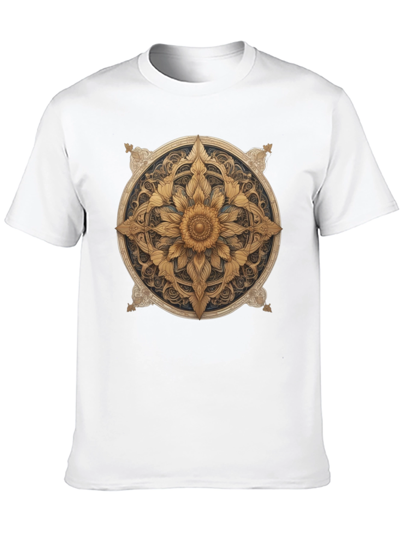 Golden Floral Mandala Graphic Tee - Stylish Comfort