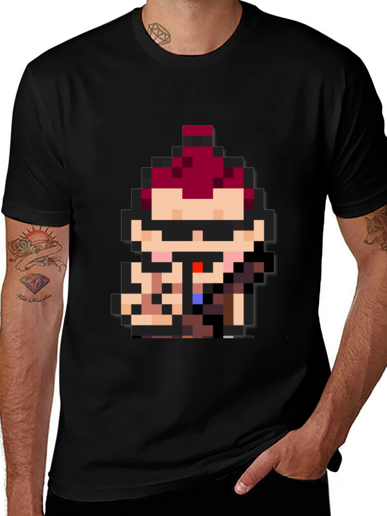 Pixel Art Character Black Tee
