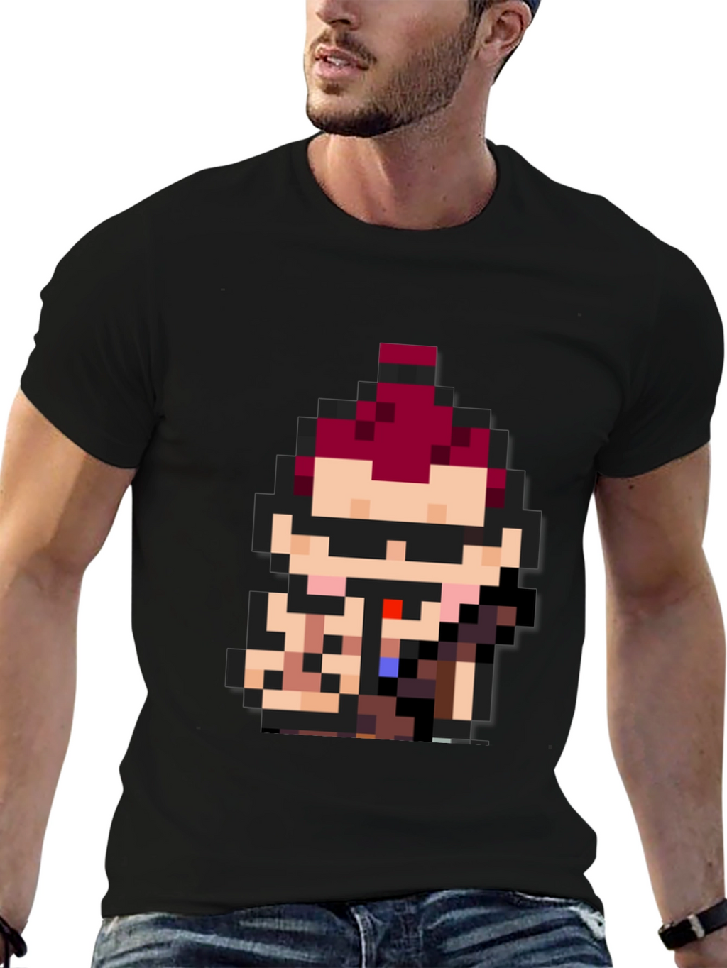Pixel Art Character Black Tee
