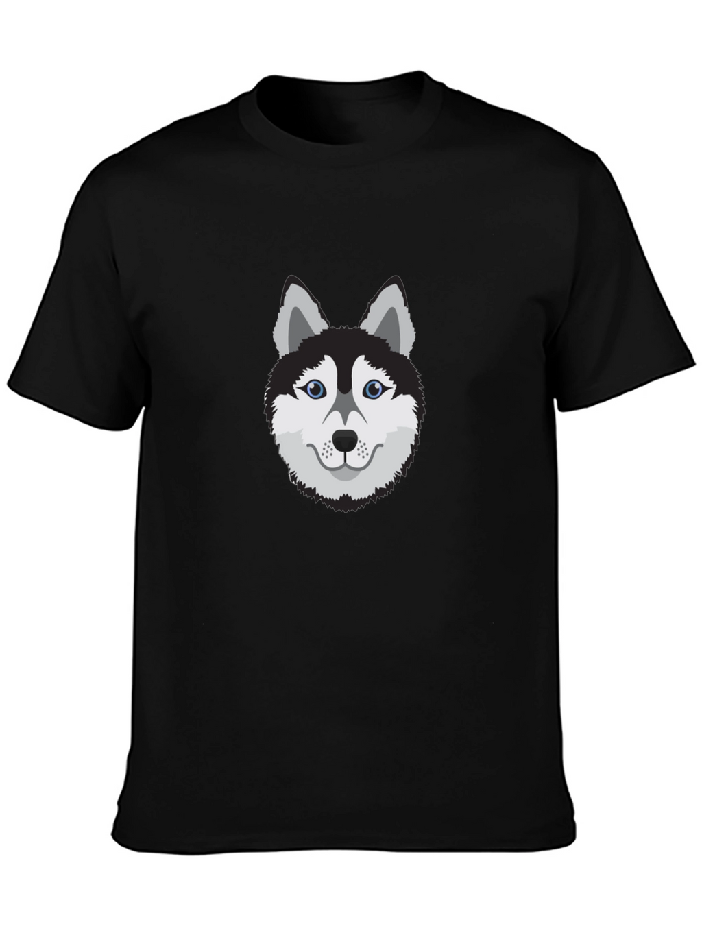 Cool Husky Dog Graphic Tee - Black Cotton T-Shirt