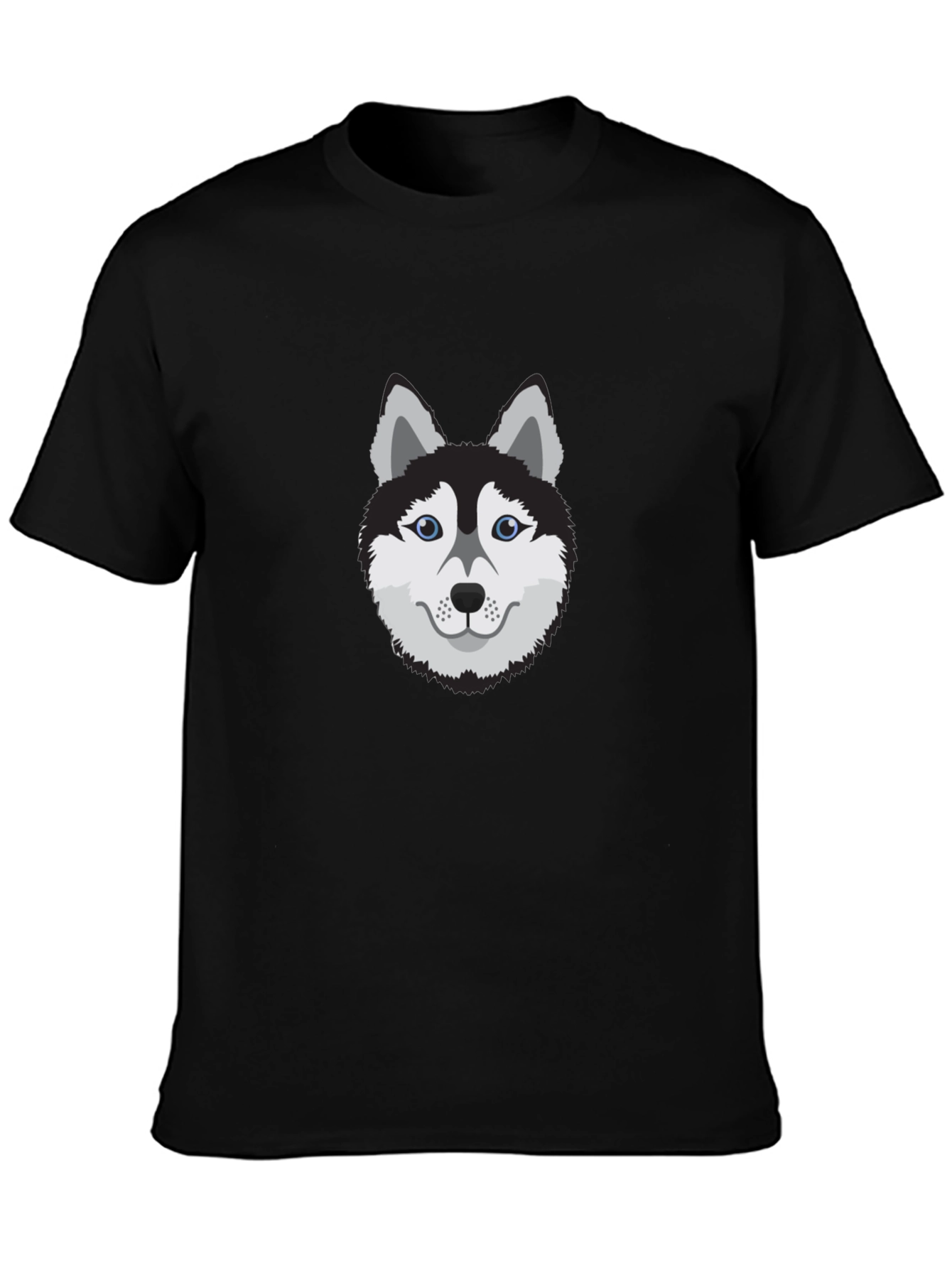 Cool Husky Dog Graphic Tee - Black Cotton T-Shirt