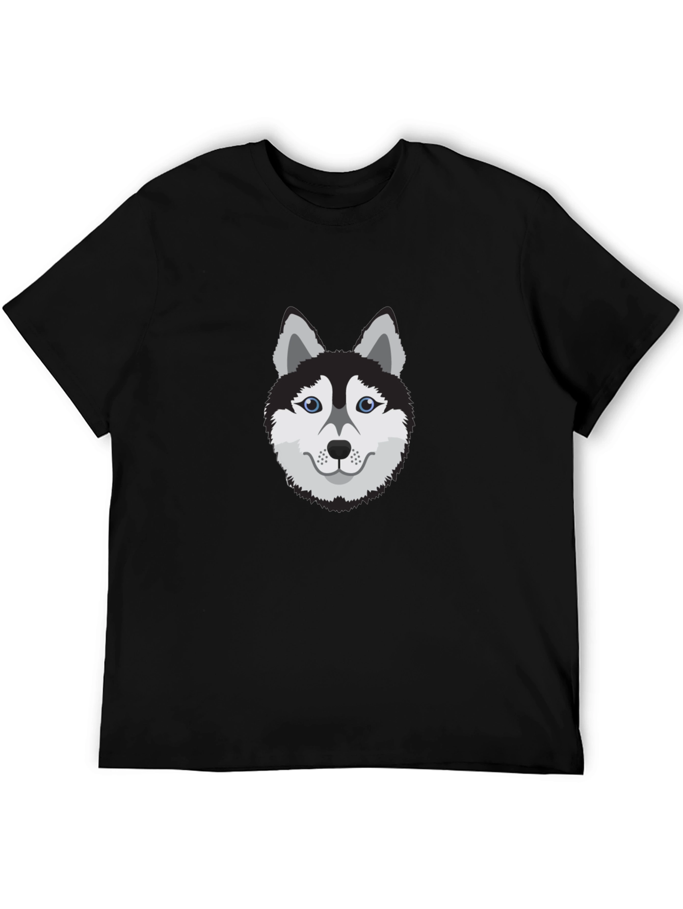 Cool Husky Dog Graphic Tee - Black Cotton T-Shirt