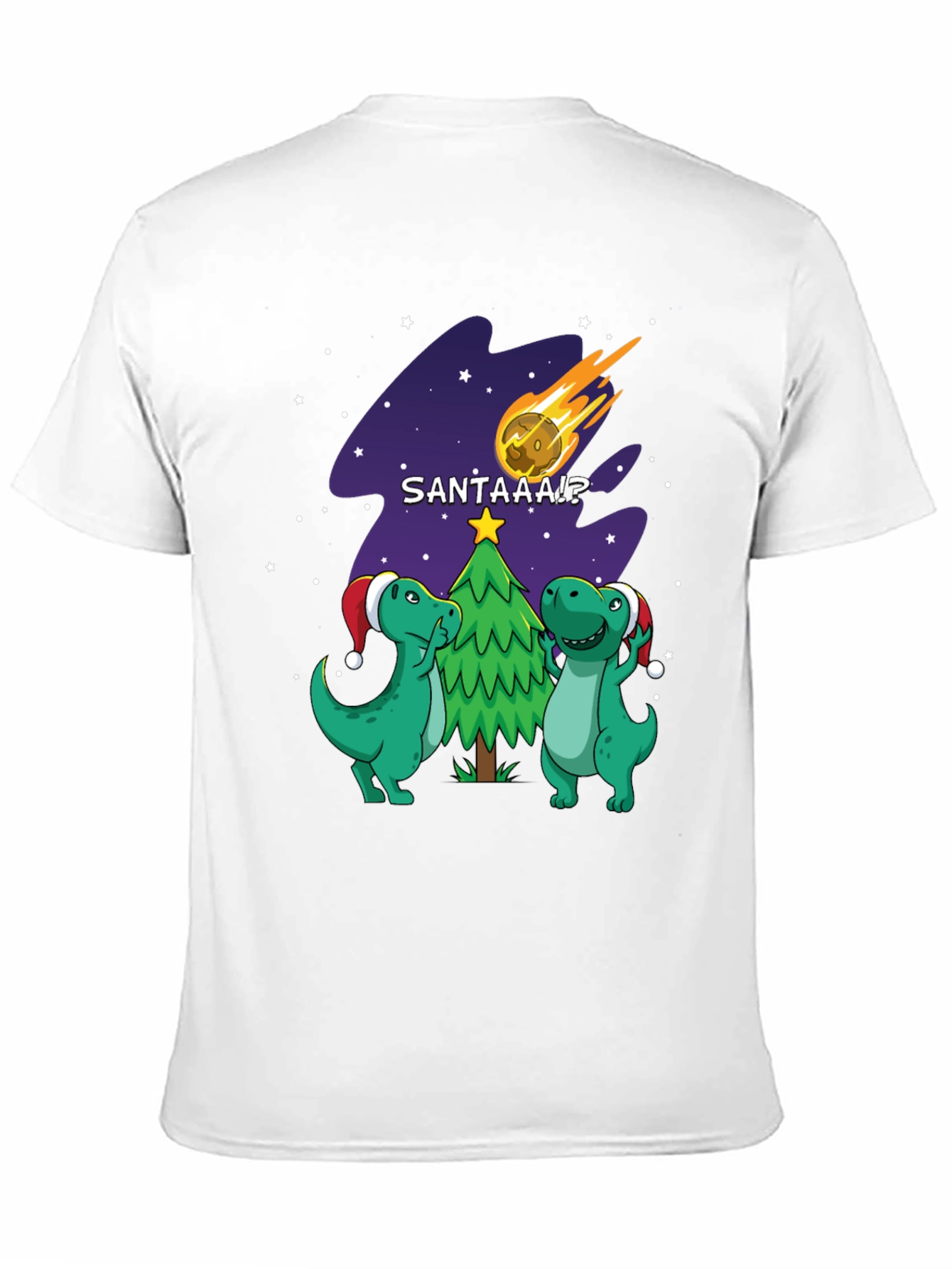 Dinosaur Santa Comet Christmas T-Shirt