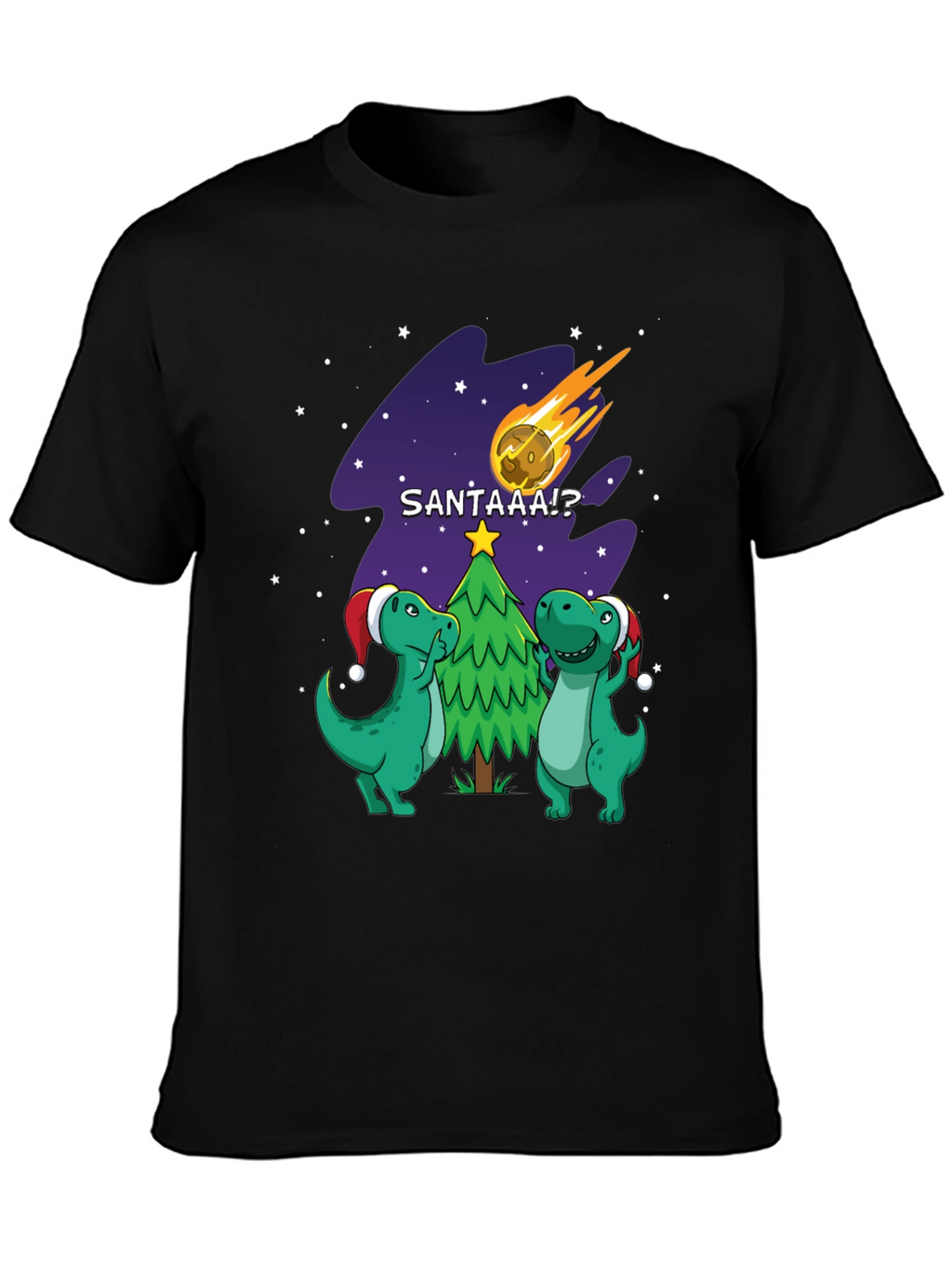 Dinosaur Santa Comet Christmas T-Shirt