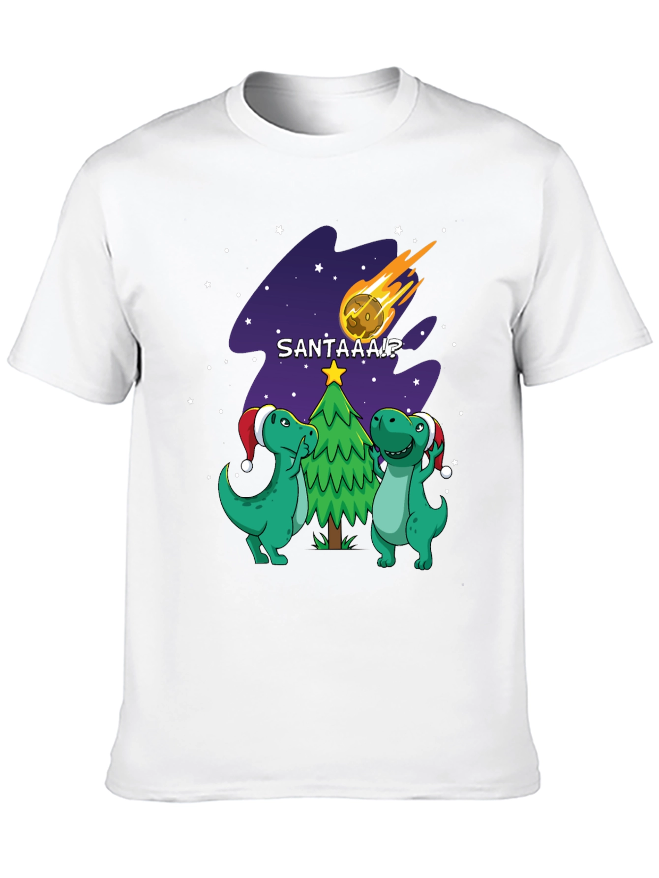 Dinosaur Santa Comet Christmas T-Shirt