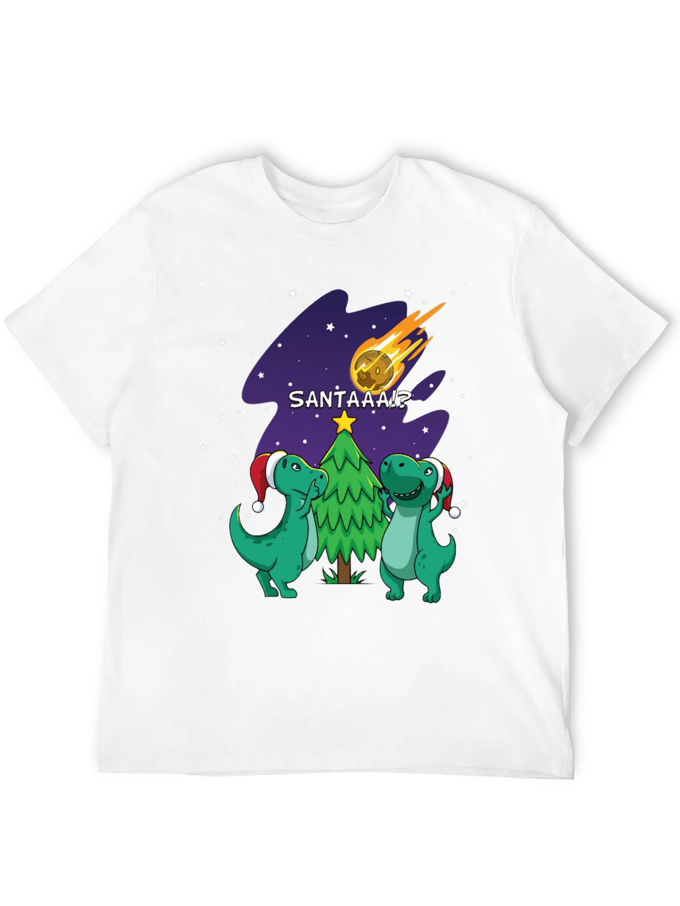 Dinosaur Santa Comet Christmas T-Shirt