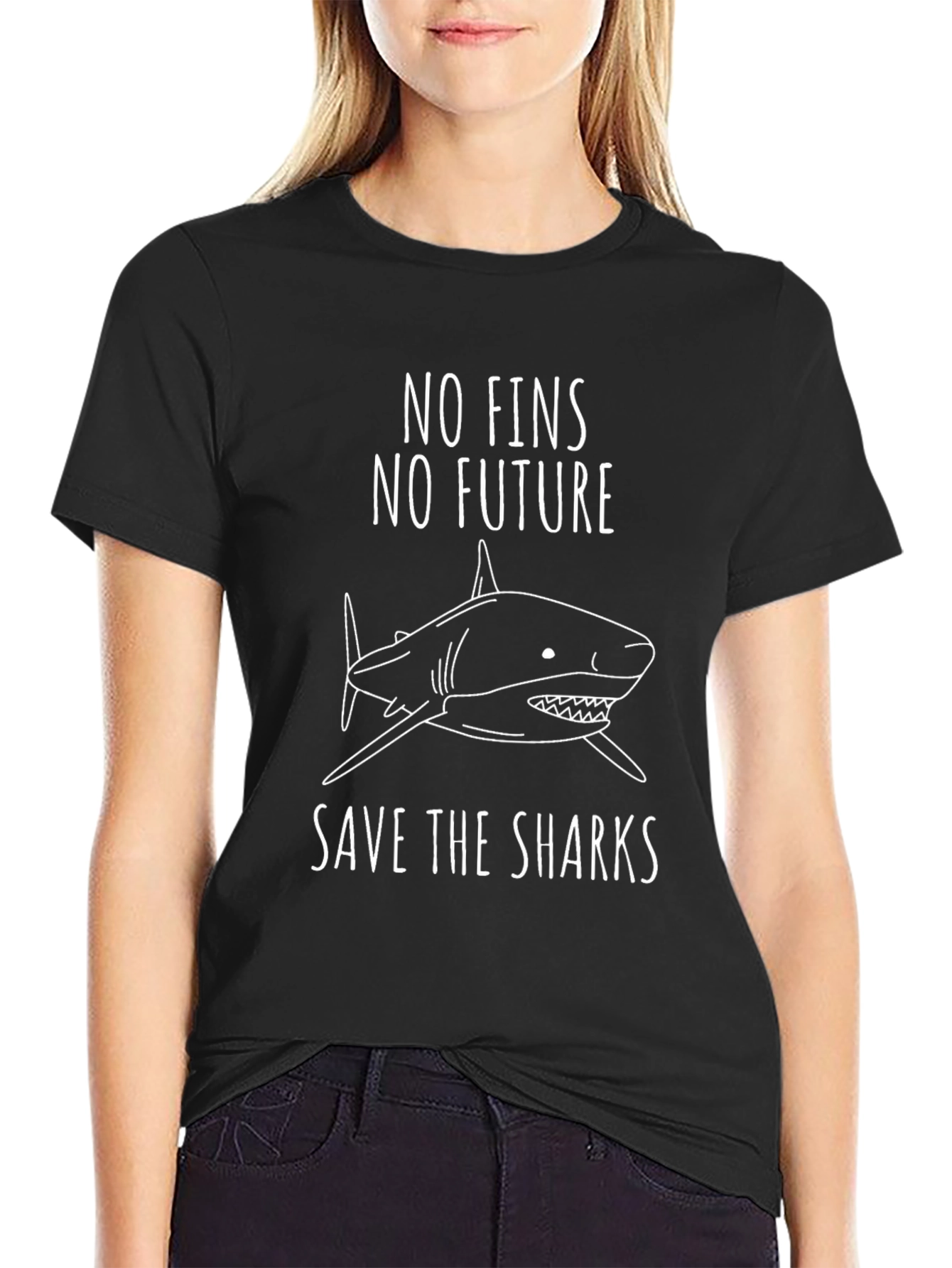 Save the Sharks Graphic Tee - No Fins No Future T-Shirt