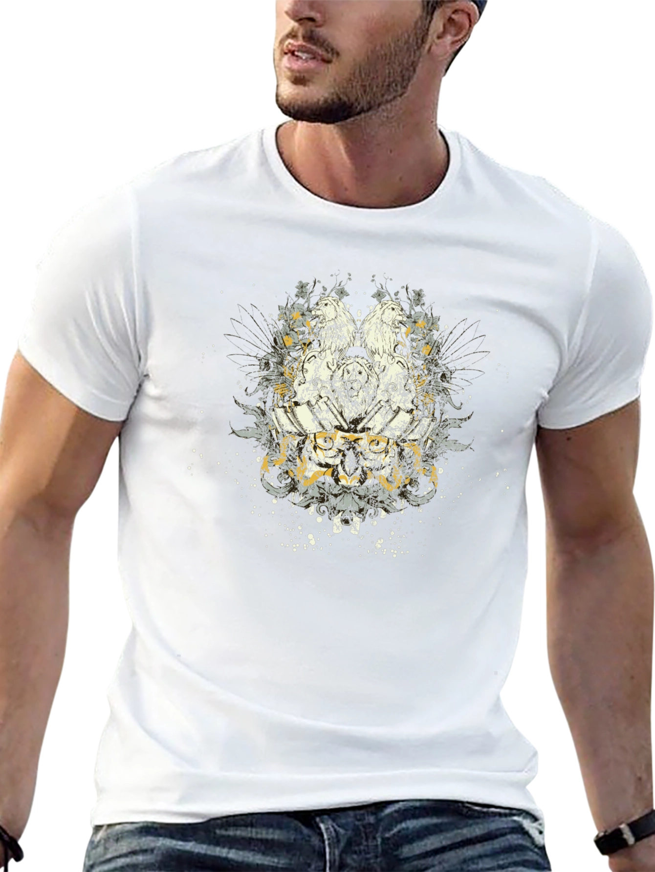 Graphic Eagle Print Black T-Shirt