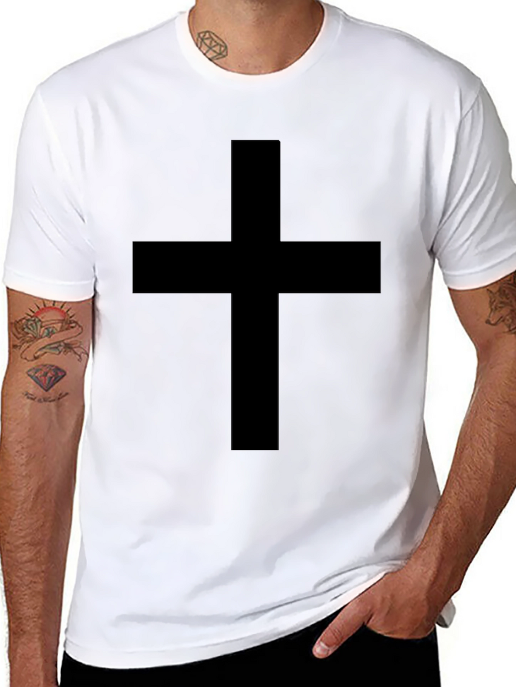 Black Cross Graphic Tee - Classic Style