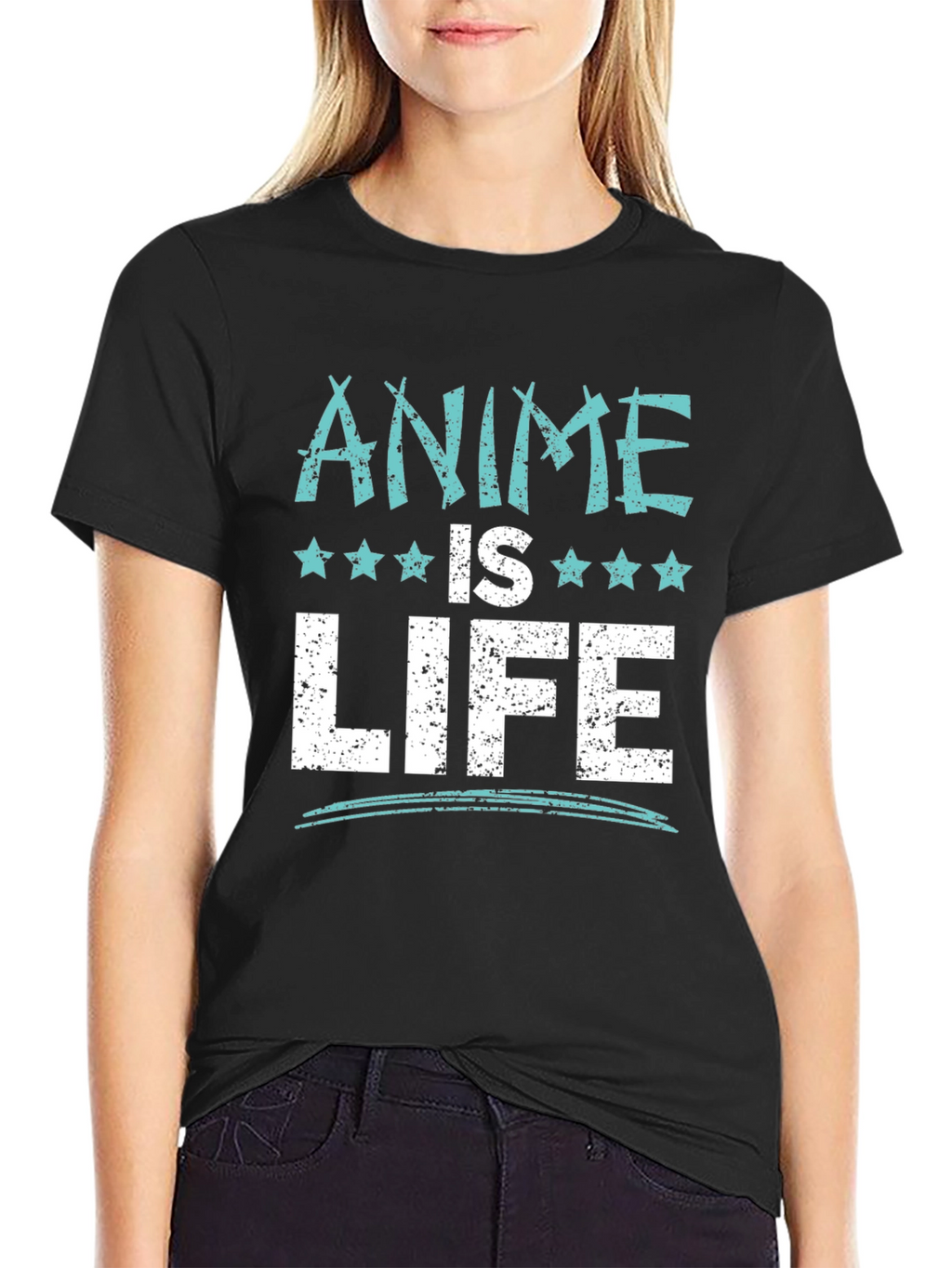 Anime Is Life Graphic Tee - Black