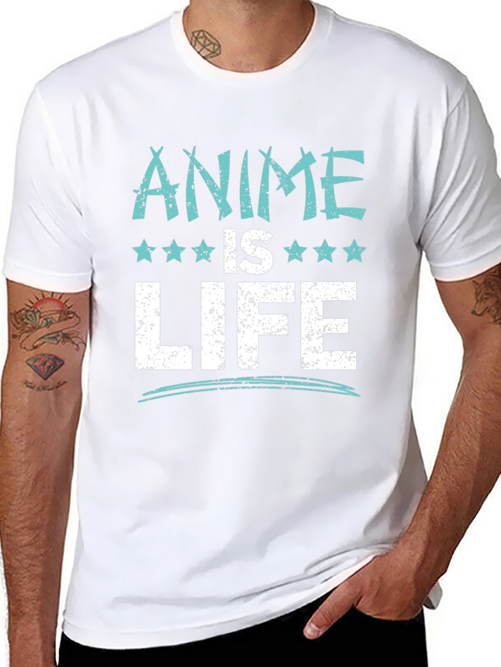 Anime Is Life Graphic Tee - Black