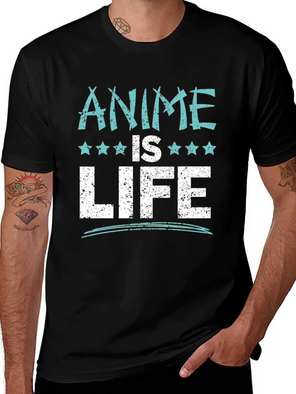 Anime Is Life Graphic Tee - Black