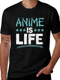 Anime Is Life Graphic Tee - Black