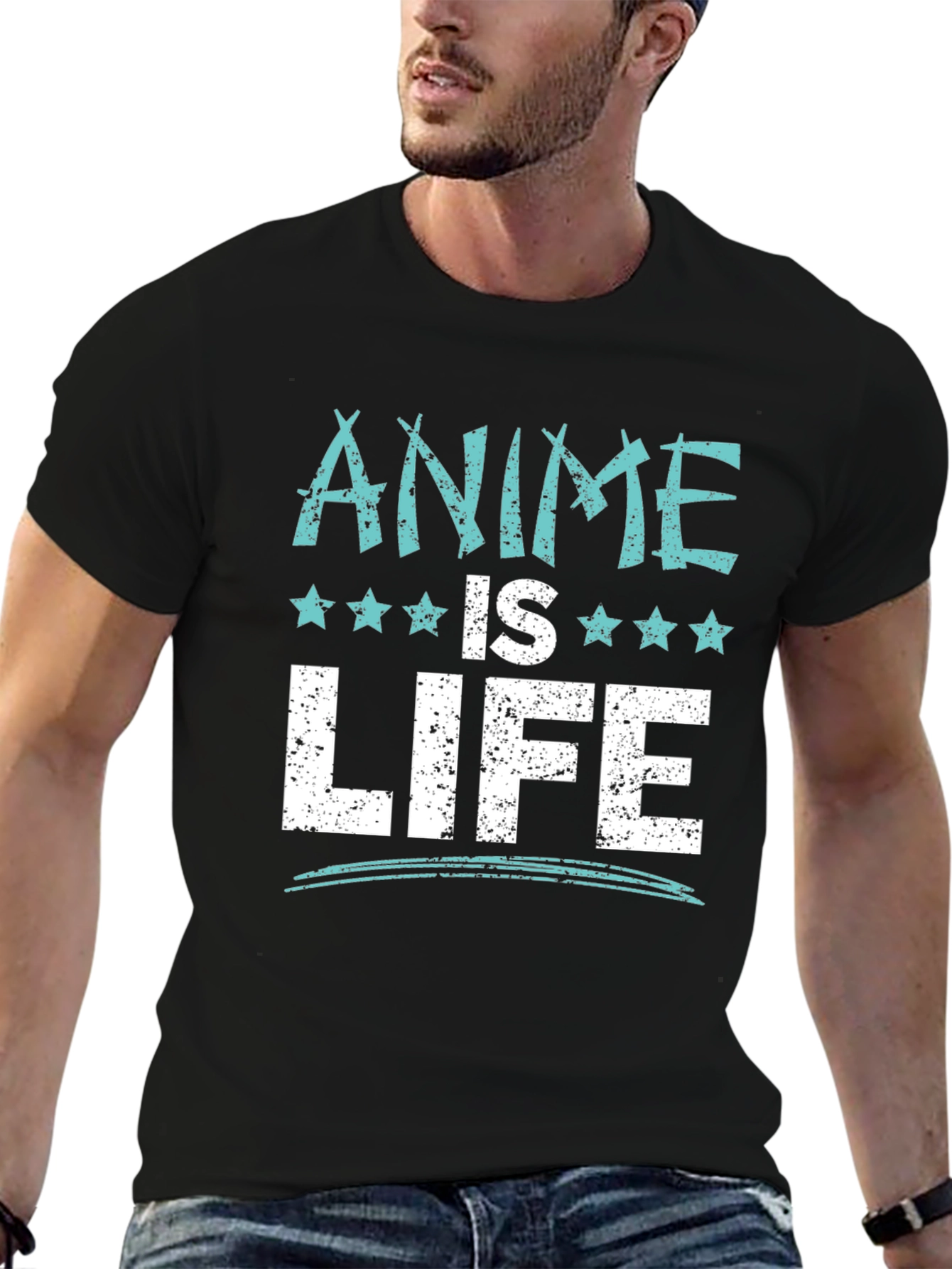 Anime Is Life Graphic Tee - Black
