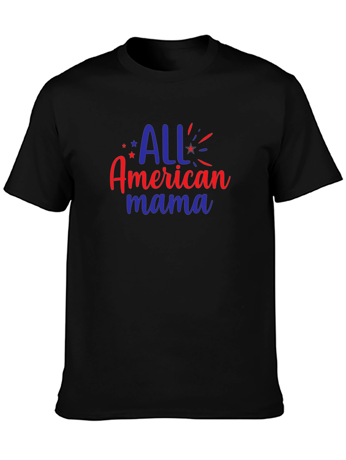 All American Mama Graphic Tee - Patriotic Black T-Shirt