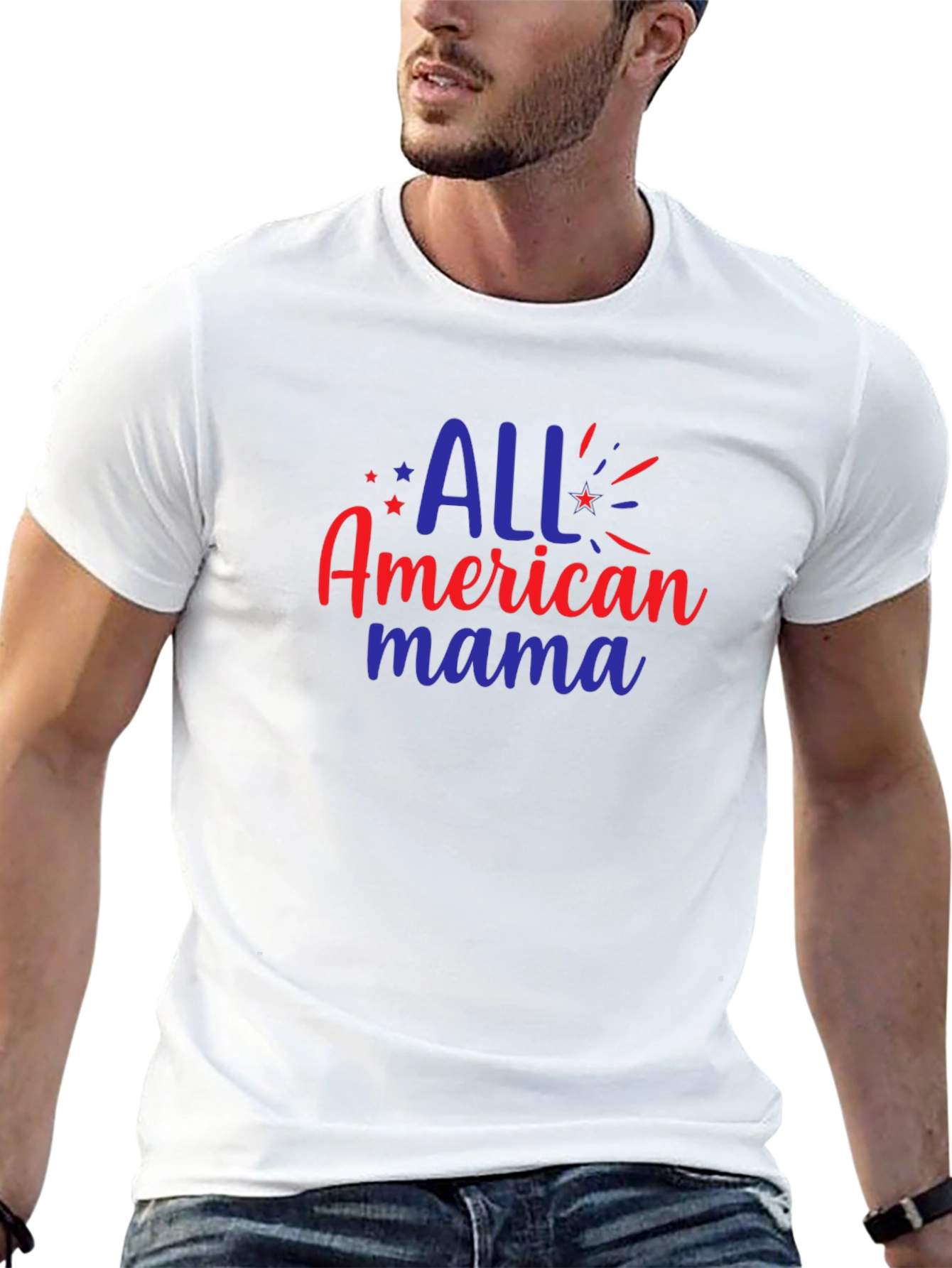 All American Mama Graphic Tee - Patriotic Black T-Shirt