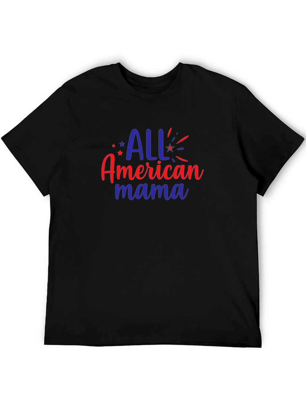 All American Mama Graphic Tee - Patriotic Black T-Shirt