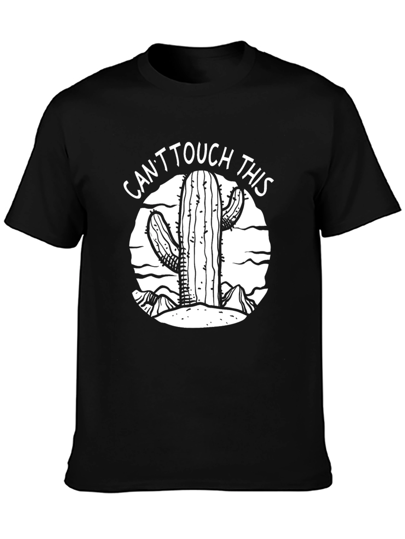 Cactus Graphic T-Shirt - Cant Touch This Black Tee