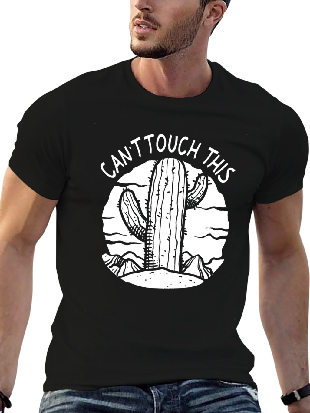 Cactus Graphic T-Shirt - Cant Touch This Black Tee