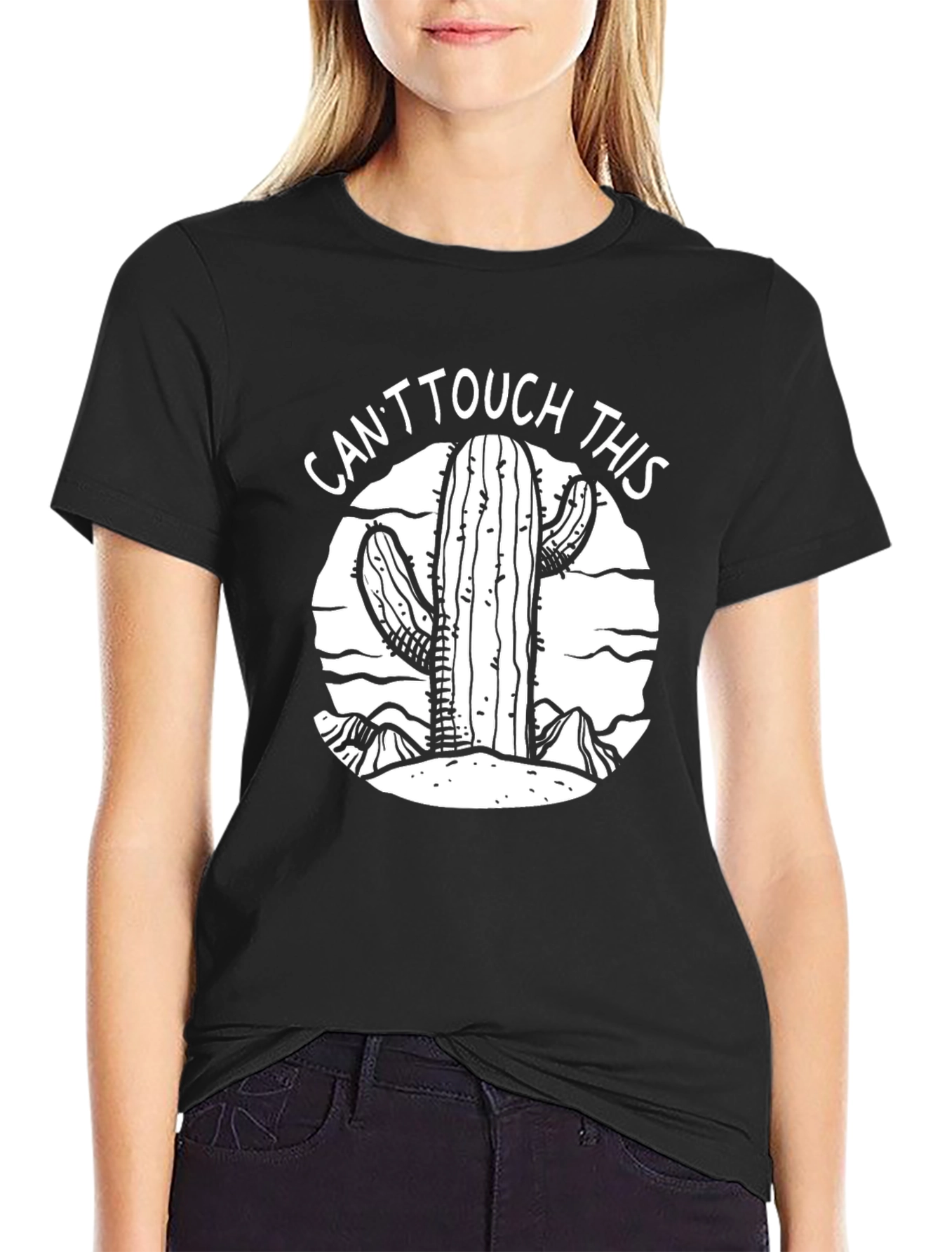 Cactus Graphic T-Shirt - Cant Touch This Black Tee