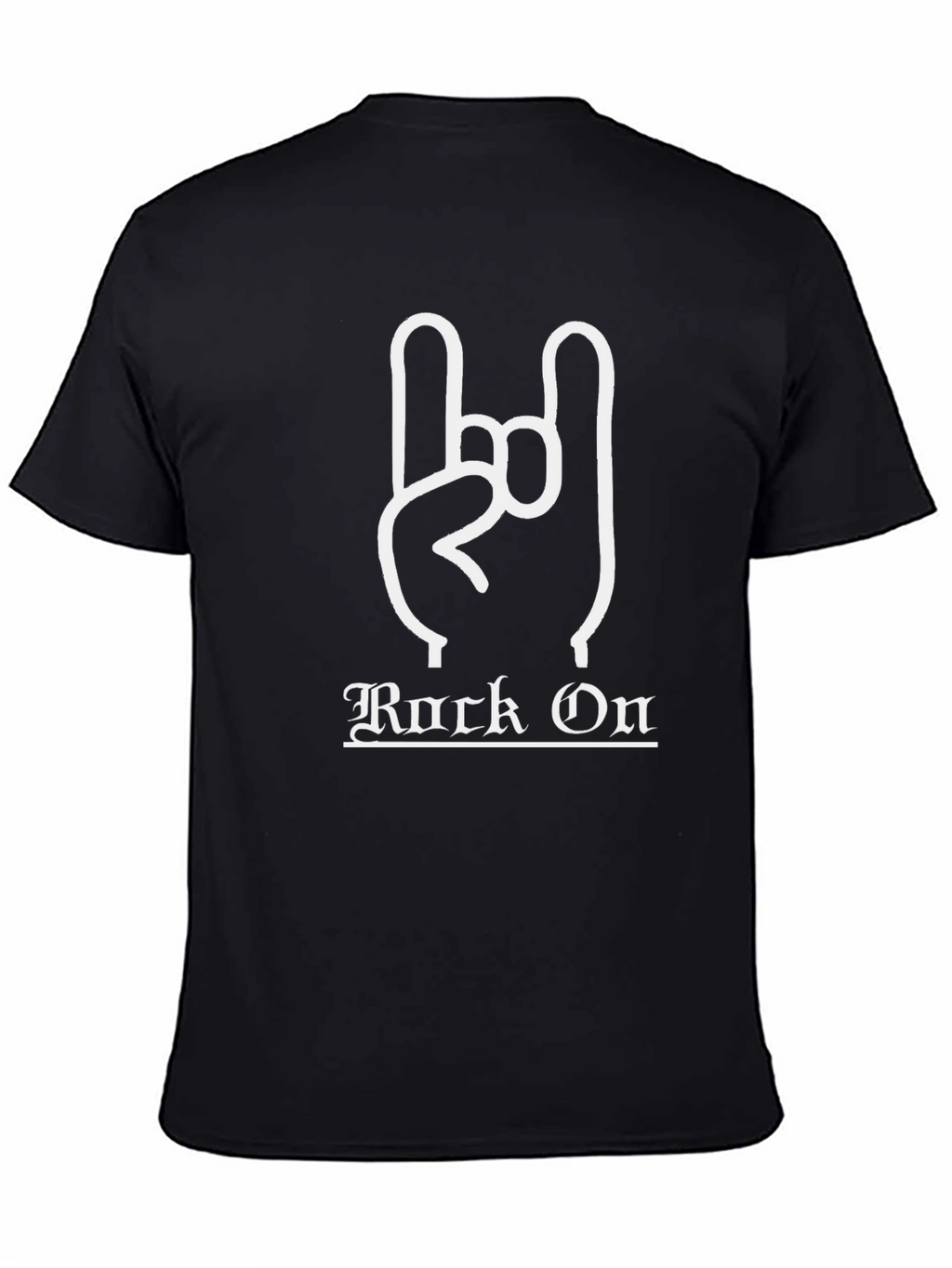 Rock On Black T-Shirt with Hand Gesture